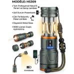 Hasuba HS309 Profesyonel Şarj Edilebilir Metal El Feneri - 3000 Lümen Kamp Lambası & Powerbank - standart - Siyah