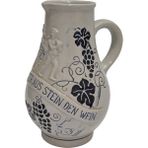 Hasyılmaz Vintage Kabartma Motifli Taş Seramik Şarap Sürahisi 20CM - Şeffaf - 500 ml
