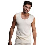 Hasyün Erkek İnterlok Geniş Askılı Yün Atlet Kolsuz Bisiklet Yaka Woolmark Sertifikalı Ekoteksli (Krem/XL)
