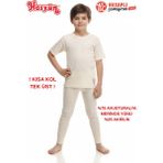 Hasyün Unisex Çocuk %75 Yün Sıcak Tutan Tene Batmaz Kısa Kollu Yün Tek Içlik - Sarı - 8 - 9 Yaş
