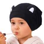 Hat Hut Saten Bonnet ipek kaput saç kapağı uyku kap kıvırcık saç kadınlar için ayarlanabilir ipek kaplı hantal bere şapka kulakları ile, Kara Kedi Çocuk, Tek Beden