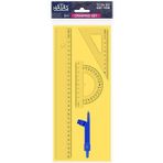 Hatas 1 Adet Pergel İçeren Poşetli Çizim Takımı 30 cm Cetvel 12 cm Gönye 10 cm İletgi Sarı Renk