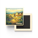 Hatay - Antakya Eski Şehir - Baskılı Buzdolap Magneti Kare - 9x9 cm