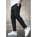 HATCELL Erkek Siyah Renk Italyan Kesim Kaliteli Esnek Likralı Duble Katlı Paça Jogger Pantolon