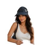 HatClub Exclusive Kadın Siyah Vizör Şapka Çiçek Detaylı Ayarlanabilir Yapışkanlı Yazlık Güneş Koruyucu