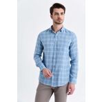 Hatemoğlu 18D190000486 Kareli Slim Fit Mavi Erkek Gömlek