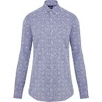 Hatemoğlu Erkek Lacivert Desenli Slim Fit Keten Gömlek