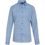 Hatemoğlu Erkek Mavi Desenli Modern Fit Pamuklu Gömlek - Mavi - Beyaz