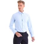 Hatemoğlu Erkek Mavi Slim Fit Pamuklu Uzun Kollu Gömlek