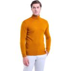 Hatemoğlu Erkek Safran Desenli Tam Balıkçı Yaka Regular Fit Triko Kazak - XL - Hardal