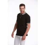 Hatemoğlu Erkek Siyah Regular Fit Düz 100% Pamuk Polo Yaka Tişört
