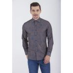 Hatemoğlu Erkek Slim Fit Baskılı Kahverengi Gömlek - XS - Kahverengi B.