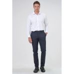 Hatemoğlu Lacivert Armürlü Slim Fit Kumaş Pantolon