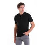 Hatemoğlu Siyah Comfort Fit Düz Polo Yaka Rayon Triko Tişört