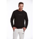Hatemoğlu Siyah Regular Fit Pamuklu Bisiklet Yaka Sweatshirt