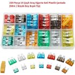 Hatfon 220 Parça 14 Çeşit Araç Sigorta Seti Plastik Çantada (Mini / Büyük Boy Bıçak Tip)