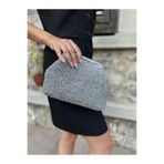 hati .Bags Parlak metalik Silver gümüş renk portföy clutch burslu çanta