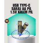 Hatıra Kutusu 1.5V Aa Şarjlı Lityum Pil | 1000+ Kez Şarj Edilebilir | Hızlı Type-C Şarj (2 Adet) - Lisinya