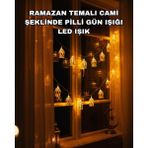 Hatıra Kutusu Ev Dekoru Için Ramazan LED Işık Pilli Sıcak Sarı Cami Figürlü - Lisinya
