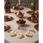 Hatıra Kutusu Minareli Hilal LED Işık Gold Metal Gövdeli Pilli Ramazan Dekoru - Lisinya