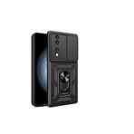 Hatreds Honor 70 Uyumlu Magnetic Standlı Sürgülü Kamera Korumalı Tank Kılıf, Siyah