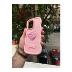 Hatreds Samsung Galaxy A34 Uyumlu Kılıf Sweet Kalpli İçi Yıldızlı Kurdaleli Kenarları Silikon Kapak, Açık Pembe