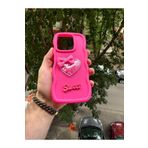 Hatreds Samsung Galaxy A34 Uyumlu Kılıf Sweet Kalpli İçi Yıldızlı Kurdaleli Kenarları Silikon Kapak, Koyu Pembe