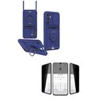 Hatreds Samsung Galaxy S24 Plus Kılıf Askılı Lens Korumalı İpli Çok Fonksiyonlu Kapak+Hayalet Ekran Koruyucu, Lacivert + Hayalet Ekran