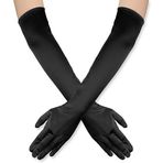 Hatstar Kadın Eldiveni Uzun | Saten Glamour Gece Eldiveni | Cadılar Bayramı, Karnaval, Faşing, Düğün, Opera ve Parti Kostümü için Aksesuar | Kadınlar ve Kızlar için, Siyah, Ölçü Birimi