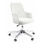 HAUSEBOX Louis Teddy Kumaş - Ofis Çalışma Sandalyesi (EKRU/KROM METAL AYAK)