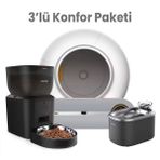 Haustier Akıllı WiFi Uygulamalı Otomatik Kedi Tuvaleti,Akıllı Mama Kabı,Kedi Su Sebili 3'lü Set