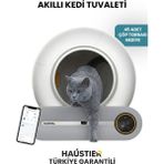 Haustier BF01 Akıllı Otomatik Kedi Tuvaleti, Tuya App-Wifi Uzaktan Kontrol, 65LT Hazne, 9lt Çöp Haznesi-Uv Kötü Koku Temizleme, Ağırlık Sensörlü - Beyaz