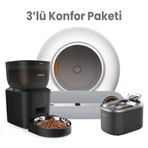 Haustier BF01 Akıllı Wifi Uygulamalı Otomatik Kedi Tuvaleti, Akıllı Mama Kabı, Kedi Su Sebili 3'lü Set