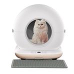 Haustier CB001-Bej Akıllı Otomatik Kedi Tuvaleti, APP ile Uzaktan Kontrol, 75lt Hazne, 7lt Çöp haznesi, Ağırlık sensörlü (BEJ)