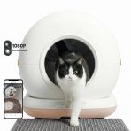 Haustier CB002 Bej Kameralı Akıllı Otomatik Kedi Tuvaleti, App ile Uzaktan Kontrol, 72LT Hazne, 7lt Çöp Haznesi