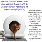 Haustier CB002 Kameralı Akıllı Otomatik Kedi Tuvaleti, App ile Uzaktan Kontrol, 72LT Hazne, 7lt Çöp Haznesi (Beyaz-Gri) - 16.4 x 44.5 x 51.6 cm - Beyaz - Gri