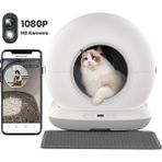 Haustier CB002 Kameralı Akıllı Otomatik Kedi Tuvaleti, App ile Uzaktan Kontrol, 72LT Hazne, 7lt Çöp Haznesi - Beyaz - Gri