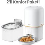 Haustier Pwf Akıllı Beslenme Istasyonu, Akıllı Kedi Mama Kabı & Kedi Su Sebili Ikisi Bir Arada Avantaj Set, PF02 Akıllı Mama Kabı, WF007L Otomatik Kedi Su Sebili, Combo Set Beyaz - Turuncu - Beyaz