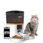 Haustier QQ009-Dual Gece Görüşlü 1080P FHD kameralı, Akıllı Otomatik Kedi Mama Kabı, Tuya App-Wifi Uzaktan Kontrol, Sesle Çağırma, 2.4Ghz-5Ghz, 6Lt hazne, Çift Metal Kase (Beyaz)