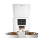 Haustier QQ025-Dual Kameralı Akıllı Kedi Köpek Otomatik Mama Kabı, App Uzaktan Kontrol, Sesle Çağırma, 480P Kamera, 4lt Hazne, Çift Metal Kase (Beyaz)