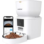 Haustier QQ025 Kameralı Akıllı Kedi Köpek Otomatik Mama Kabı, 480P Kamera, Gece Görüşlü, Tuya App-Wifi Uzaktan Kontrol, Sesle Çağırma,4lt Hazne, Metal Kase - Beyaz