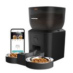 Haustier QQ029-Dual 1080P Gece Görüş Kameralı Akıllı Kedi Mama Kabı, Tuya App-Wifi Uzaktan Kontrol, Sesle Çağırma, 2.4Ghz/5Ghz, 4Lt hazne, Çift Metal Kase (Siyah) [Enerji Sınıfı A+]
