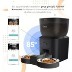Haustier Qq029-Dual 1080P Gece Görüş Kameralı Akıllı Mama Kabı, App-Wifi Uzaktan Kontrol, Sesle Çağırma, 2.4Ghz/5Ghz, 4Lt Hazne, Çift Metal Kase (Siyah)