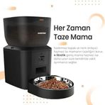 Haustier Qq029 Kameralı 1080P Gece Görüş Akıllı Otomatik Mama Kabı, App-Wifi Uzaktan Kontrol, Sesle Çağırma, 2.4Ghz/5Ghz, 4Lt Hazne, Metal Kase (Siyah)