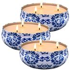 Hausware Citronella Mumlar Dış ve İç Mekan - Büyük 382 ml Kokulu Mum Seti 3 Paket Doğal Soya Balmumu sitronella Mumlar Bahçe Veranda Avlu Ev Balkon Kamp Arka Bahçe için