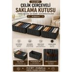 Hauswert 3'lü Set Çekmece, Dolap Içi Düzenleyici Çelik Kenar Çerçeve Destekli Yırtılmaz Esnemez Kumaş Hurç - ÇİZGİLİ SİYAH