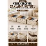 Hauswert 3'lü Set Çekmece, Dolap Içi Düzenleyici Çelik Kenar Çerçeve Destekli Yırtılmaz Esnemez Kumaş Hurç - KREM KÖPEK