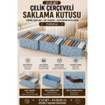 Hauswert 3'lü Set Çekmece, Dolap Içi Düzenleyici Çelik Kenar Çerçeve Destekli Yırtılmaz Esnemez Kumaş Hurç - MAVİ KÖPEK