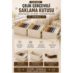 Hauswert 3'lü Set Çekmece, Dolap Içi Düzenleyici Çelik Kenar Çerçeve Destekli Yırtılmaz Esnemez Kumaş Hurç - PAPATYA