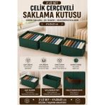 Hauswert 3'lü Set Çekmece, Dolap Içi Düzenleyici Çelik Kenar Çerçeve Destekli Yırtılmaz Esnemez Kumaş Hurç - YEŞİL
